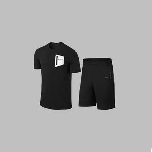 Yeni Seri Büyük Beden Erkek Siyah Dri-Fit Kumaş Yuvarlak Yaka Kısa Kol Tişört Şort Alt Üst  4XL-10XL