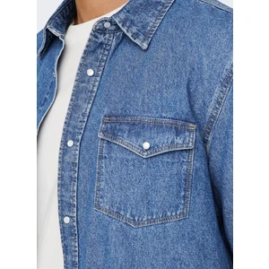Only & Sons Regular Fit Indigo Erkek Denim Gömlek Onsbane 3247 Dnm S
