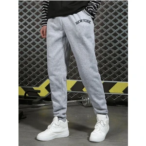 Erkek Siyah Paça Ribanalı New York Baskılı Eşofman Alt