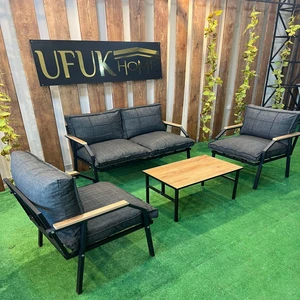 Ufuk Home Linda 2+1+1 Sehpalı Koltuk Takımı, Balkon Mobilyası, Oturma Odası Mobilyaları, Metal Kanepe Takımı, Mutfak Koltuk Takımı