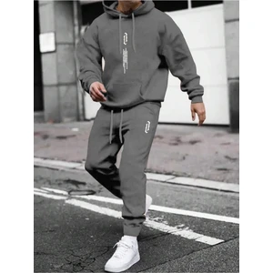 Erkek Dikey Baskılı Oversize Eşofman Takımı