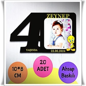 Bebek Çocuk Doğum Günü Resimli Ahşap Magnet 20 Adet A7
