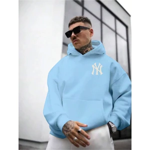 Erkek Ön Arka Ny Baskılı Kapüşonlu Sweatshirt