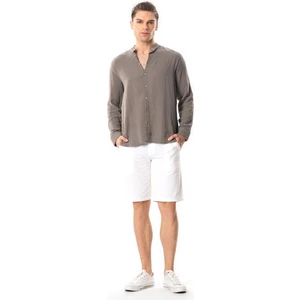 Eliş Şile Bezi Uzun Kol Hakim Yaka Yazlık Müslin Gömlek Vizon Vzn