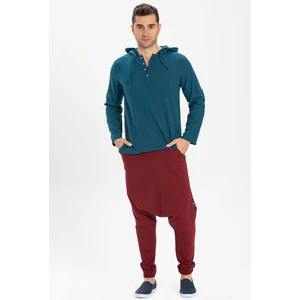 Şile Bezi Kapüşonlu Erkek Yazlık Sweatshirt Petrol Ptrl