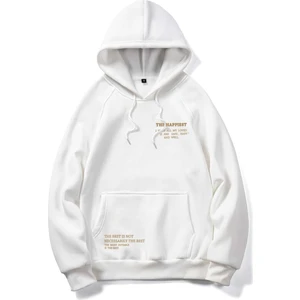 Unisex Happiest Baskılı Oversize Kapşonlu Sweatshirt