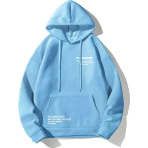 Unisex Happiest Baskılı Oversize Kapşonlu Sweatshirt