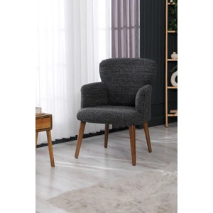 Berjer Koltuk-cafe-ofis-balkon-teras-bahçe-siyah buklet kumaş-kahverengi ayak