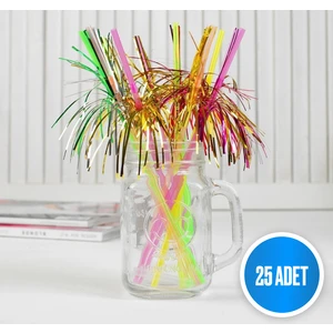 Sinis Group Tek Kullanımlık Renkli Plastik Körüklü Palmiye Pipet 25 adet/paket Parti, Kokteyl, Kafe, Restorant