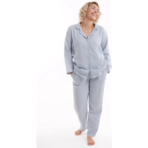 Kadın Müslin Pijama Takımı Düğmeli Yakalı Pijama