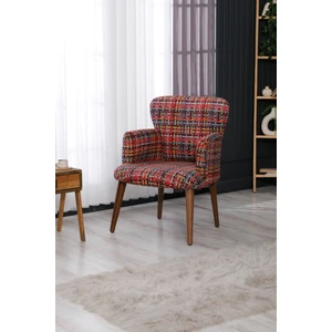 Berjer Koltuk-cafe-ofis-balkon-teras-bahçe-dijital baskı kumaş-kahverengi ayak