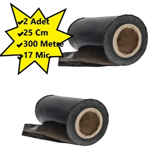 Palet Siyah Dilimli Streç 25 cm 17 Mic.  1000 gr 300 metre Siyah 2 adet