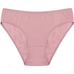 2 Adet Pembe Renk Pamuklu Yüksek Bel Bato Fitilli Kaşkorse Kadın Külot