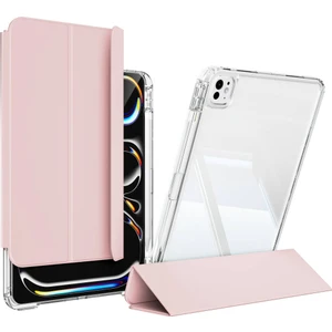Apple iPad Pro 12.9 5.nesil 2021 M1 Magnetik Ayrılabilen Arkası Şeffaf Silikon Airbagli Sliding Tablet Kılıfı - Manyetik Şarj Destekli