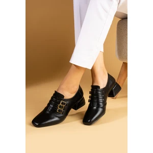 Pembe Potin Küt Burunlu 3 Tokalı Topuklu Kadın Ayakkabı 53-400-24CILT