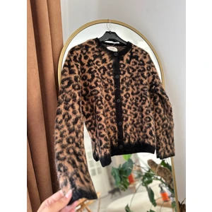 M D Yünlü Leopar Desen Hırka