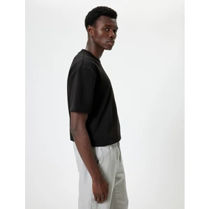 Oversize Tişört Kısa Kollu Bisiklet Yaka Pamuk Karışımlı