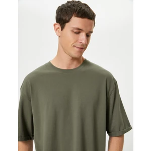 Basic Oversize Tişört Bisiklet Yaka Kısa Kollu