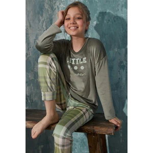 Pijama Evi Mint Liitle Desenli Exclusive Kadife Kız Çocuk Pijama Takımı 