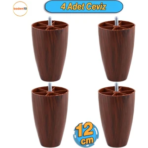 4 Adet Vidalı Oval 12 Cm (CEVİZ) Plastik Mobilya Yükseltici Yükseltme Koltuk Kanepe Baza Ayağı Ayakları
