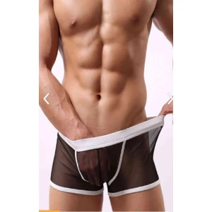 Heloshe Erkek Siyah Tül Beyaz Biyeli Sexy Fantezi Boxer