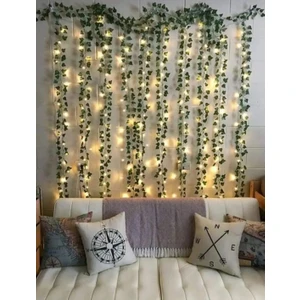 Oso Home 3 Adet 2m 30CM Dekoratif Asma 3metre Sarı LED Dize Işıklar Yeşil Yapay Sarmaşıkhobi Süsleme