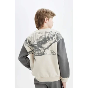 Erkek Çocuk Oversize Geniş Kalıp Bisiklet Yaka Sırt Baskılı Sweatshirt C9808A824WN