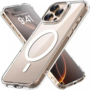M.TK Moveteck Apple iPhone 16 Pro Kılıf Magsafe Wireless Kablosuz Şarj Destekli Silikon Arkası Şeffaf Kapak Manyetik Kapak
