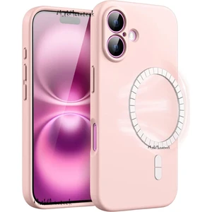 M.TK Moveteck Apple iPhone 16 Plus Kılıf Lansman Magsafe Şarj Özellikli Yumuşak Mat Renkli Hassas Butonlu Kadife Silikon
