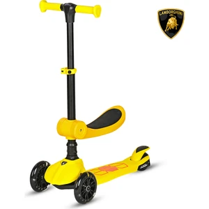Lisanslı L5 2in1 Katlanabilir Oturaklı Işıklı 3 Tekerlekli Çocuk Scooter Sarı