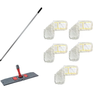 Tablet Palet Nemli Yedek Mop Takımı - 5 Adet 50 Cm. Mop + Katlanır Aparat + Metal Vidalı Sap
