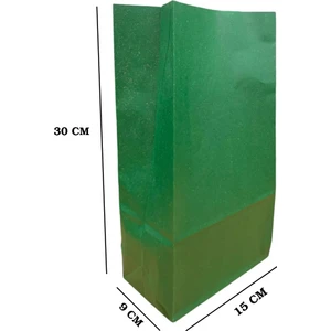 Al Bi 90Lık Al Bi 90LIK 15X 29x 8 cm Kraft Dipli Kese Kağıdı 10 Adet Yeşil