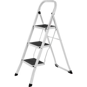 Songmıcs 3 Basamaklı Merdiven, Ağır Hizmet Tipi Çelik, Katlanır, Kaymaz Paspaslı Portatif Maksimum 150 Kg'a Kadar Yük Kapasitesi Tüv Rheinland Tarafından Test Edilmiş ve Onaylanmıştır GSL03WT