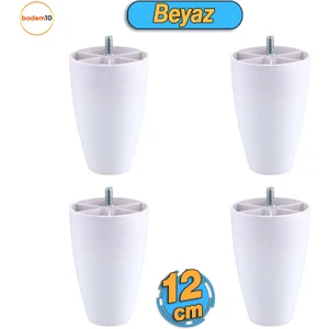 4 Adet Vidalı Oval 12 Cm (BEYAZ) Plastik Mobilya Yükseltici Yükseltme Koltuk Kanepe Baza Ayağı Ayakları