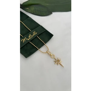 Mi Brillo Accessories Çelik Dorika Zincirli Zirkon Taşlı Sirius Yıldız Kuzey Yıldızı Çağla Şikel Kolye
