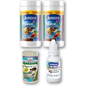 Lepistes-Melek-Plati-Moli Tropical Mix 2X125 Ml, Protect Algae Garlic 100 ml Sarımsak, Multivitamin