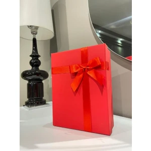Büyük Boy Tekli Kırmızı Sert Kaliteli Kurdeleli Hediye Kutusu Damat Gelin Bohça Kutusu 35X25X13 cm