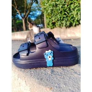 1006 Figürlü Çift Tokalı Ayarlanabilir Kaymaz Taban Banyo Çocuk Terlik 26-30