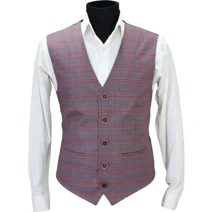 Mentor Regalo Erkek Yelek V Yaka Kırmızı Ekose 50670