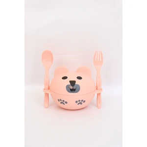 Harika Kids Sevimli Ayıcık Kapaklı Kase Çatal Kaşık Seti