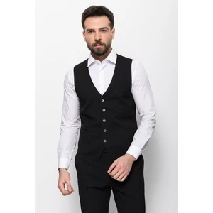 Düz Siyah Renk Slim Fit Klasik Erkek Yelek