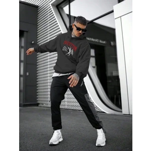 LED Zeppelin Baskılı Oversize Siyah Renk 3 Iplik Sweatshirt