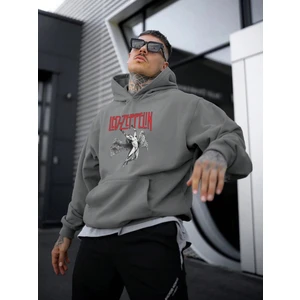 LED Zeppelin Baskılı Oversize Gri Renk 3 Iplik Sweatshirt