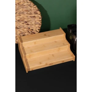 Doğal Bambu 3 Katlı Baharatlık ve Raf Düzenleyici Dolap İçi Organizer Stand 26 x 26 cm