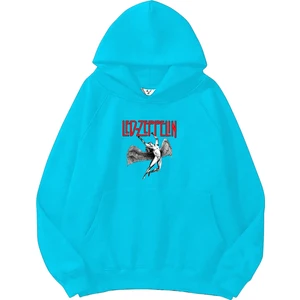 LED Zeppelin Baskılı Oversize Bebemavisi Renk 3 Iplik Sweatshirt