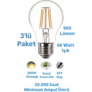 Horoz 8W Rustik LED Ampul Günışığı E27 Duylu Dekoratif Ampul Flamanlı 900 Lümen