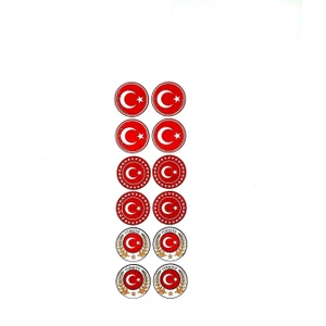 Türkiye Bayrak Sevdalılarına Özel  Plaka Pulu 12'li Pul ve Türk Bayrağı Damla Sticker
