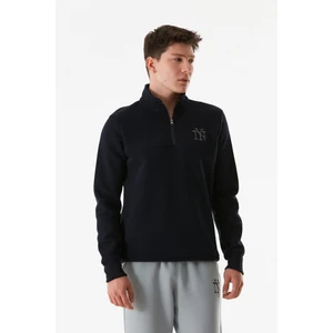 Ny Nakışlı Yarım Fermuarlı Dik Yaka Sweatshirt