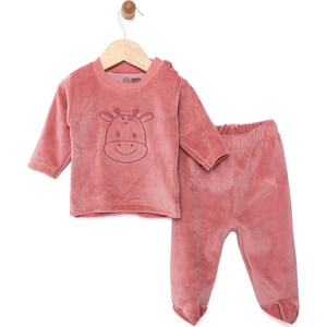 Yenidoğan Kadife Tshirt-Patikli Alt Kız Bebek