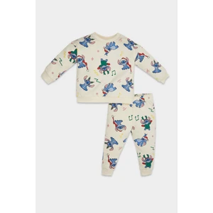 Kız Bebek 2'li Takım Disney Lilo & Stitch Bisiklet Yaka Sweatshirt Beli Lastikli Eşofman Altı D6704A524WN